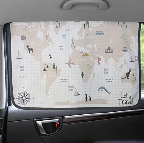 BEBEDECO Magnetic Car Sun Shade Curtain for Side Window - Sun Blocker and UV Protector for Baby  Kids  and Pets - Universal Fit with Built-in Magnets for Steel-Framed Door (WorldTravel) - Image 2